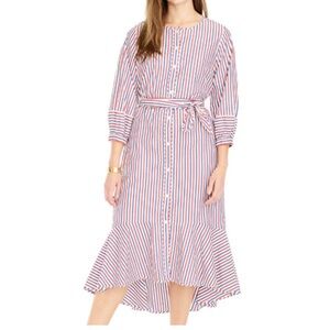 J. Crew Red and Blue Striped High Low Dress